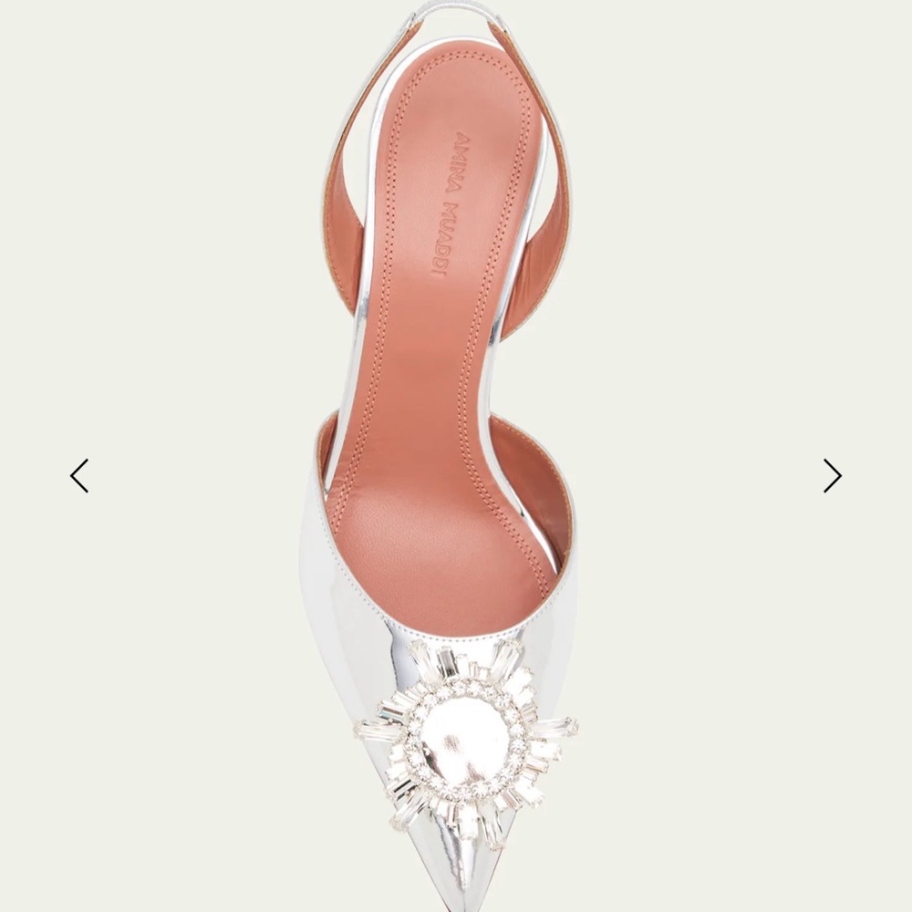 Amina Muaddi Begum Mirror Ornament Slingback Pumps